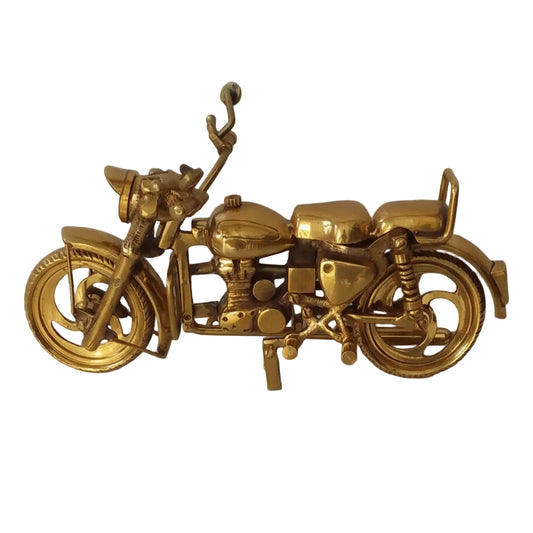 Gold-colored motorcycle model on a white background