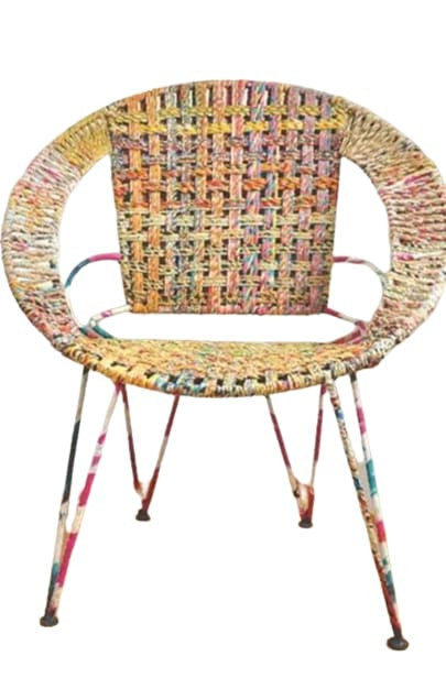 Handcrafted Iron Pipe Chair – Multicolour