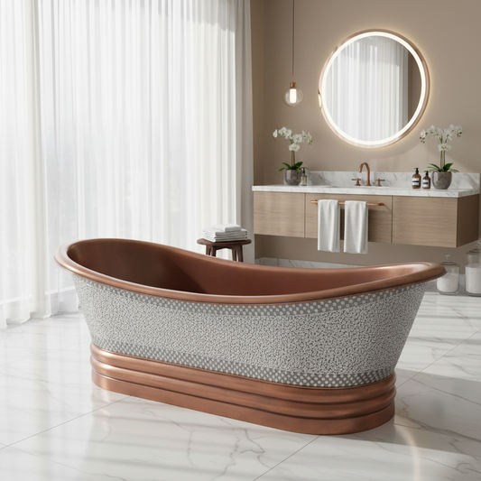 Glass Mosaic Antique Copper Bathtub Freestanding Double Slipper
