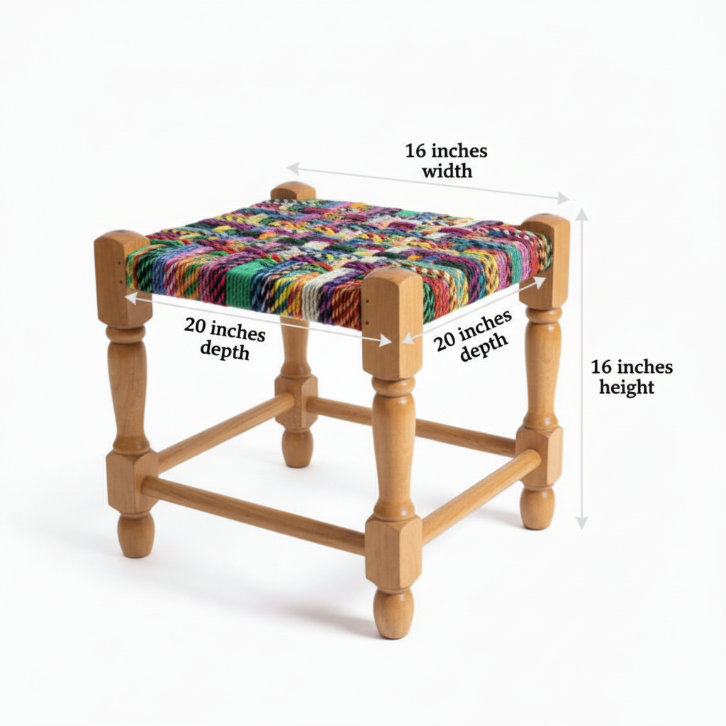 Rustic Wooden Rectangle Stool Multicolor