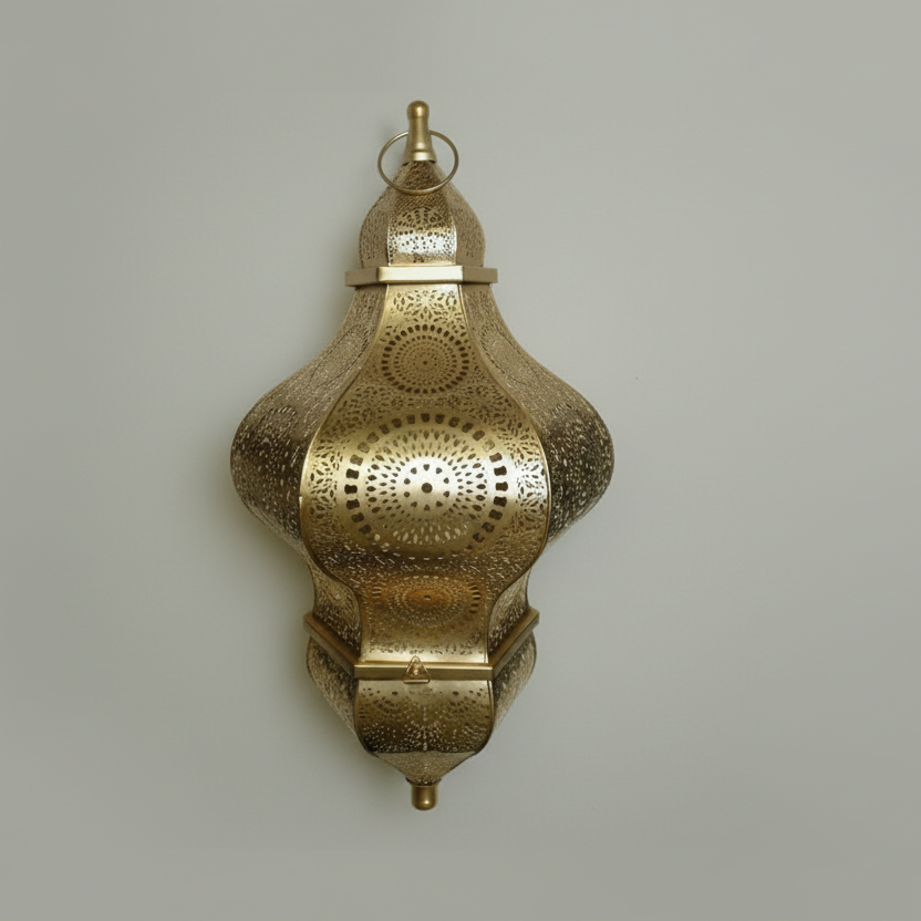 Ironic Finish Brass Moroccan Hanging Lamp
