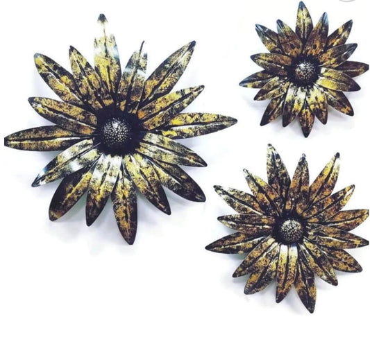 Decor Fantasy Wrought Iron Flowers Leaf Pack Of 3 (Black Golden)