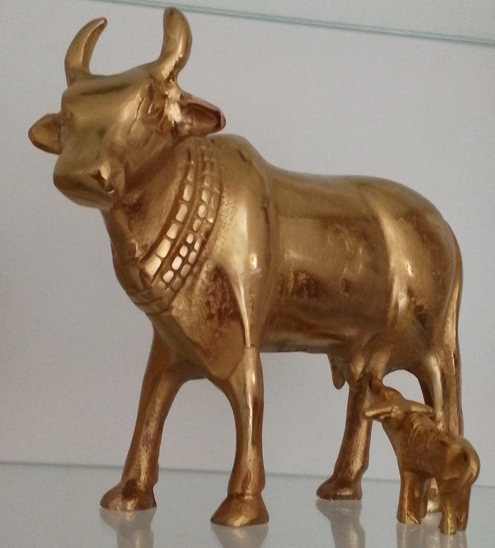 Elegant Kamdhenu & Calf Statue for Home Décor