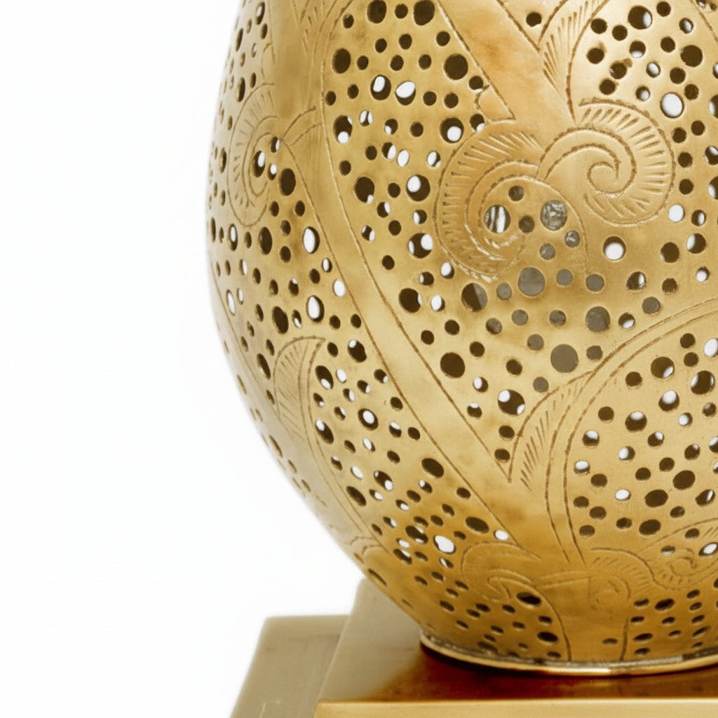Moroccan Miro Gold Brass Handcrafted Table Lamp
