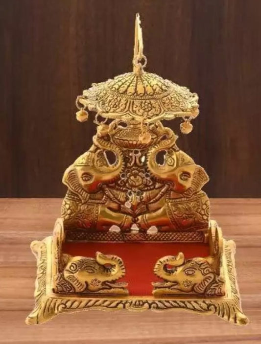 Square Laddu Gopal Shighasan – Decorative Silver/Gold Polished Idol (8 × 5 × 3.5 Inch)