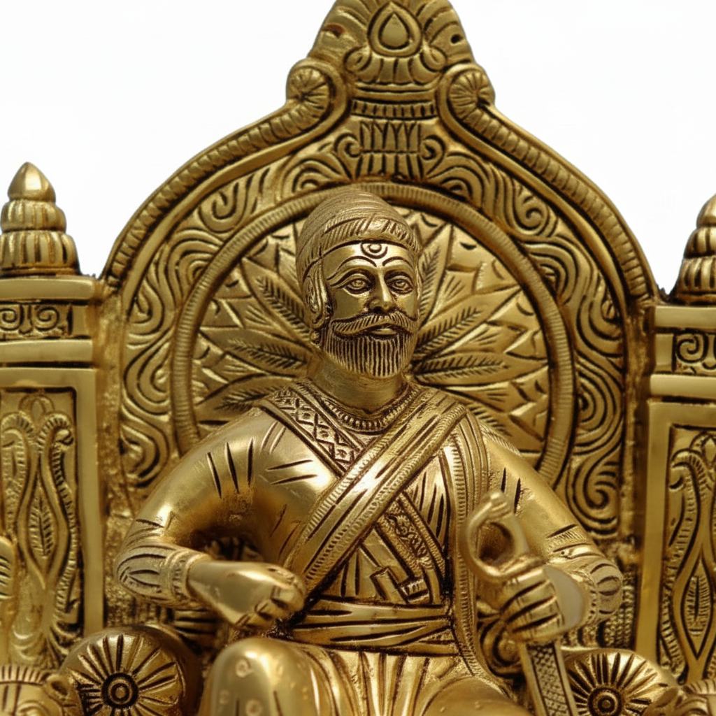 Brass Chhatrapati Shivaji Maharaj Sinhasan Statue 8.5 Inch