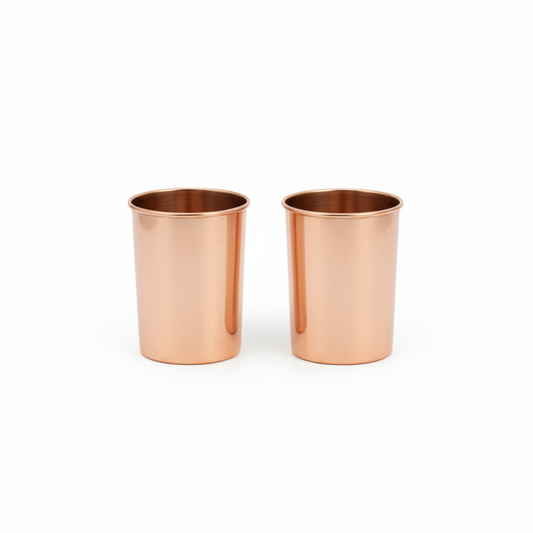 Copper Glass Set of 2 300ml Ayurvedic Drinking Tumblers