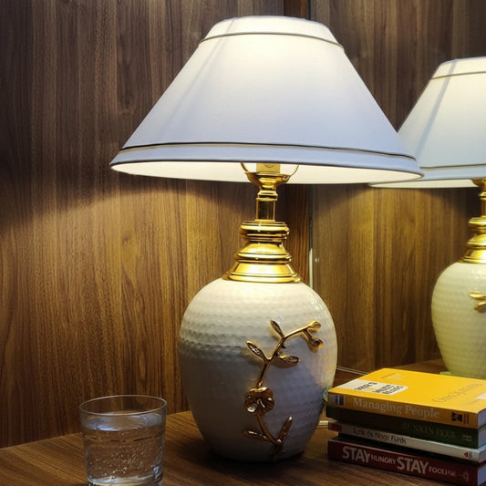 White Gold Modern Table Lamp Handmade Bedside Living Room Lighting