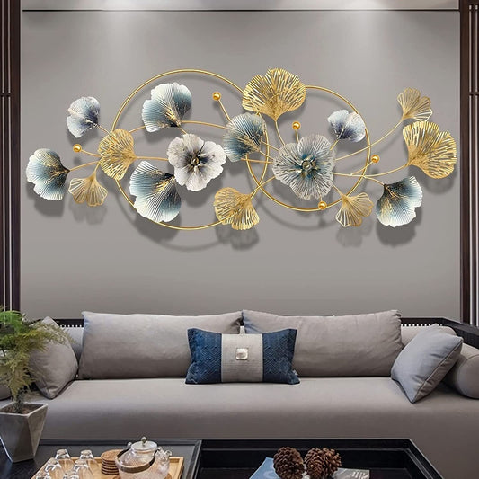 Decorative wall art with flowers in a living room setting