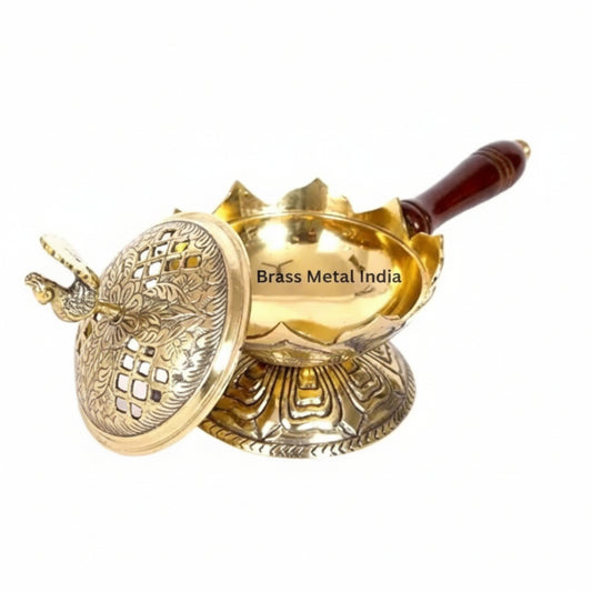 Decorative brass metal item with 'Brass Metal India' branding on a white background