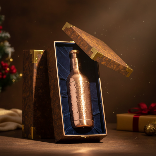 Hammered Long Neck Copper Water Bottle 1L