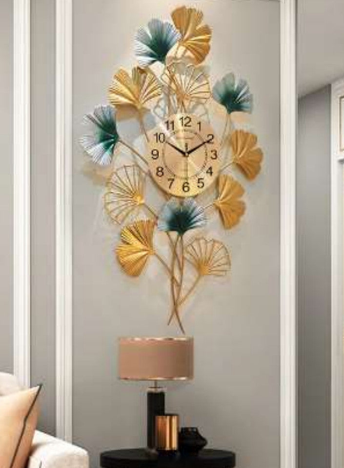 Decorative wall clock with floral design on a wall