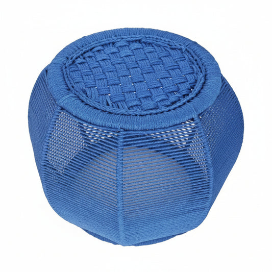 Blue woven stool on a white background