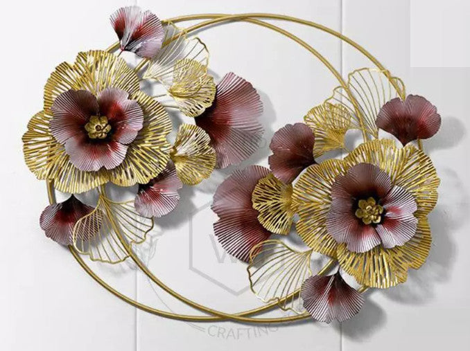 Metal Flower Shape Wall Decor With Frame