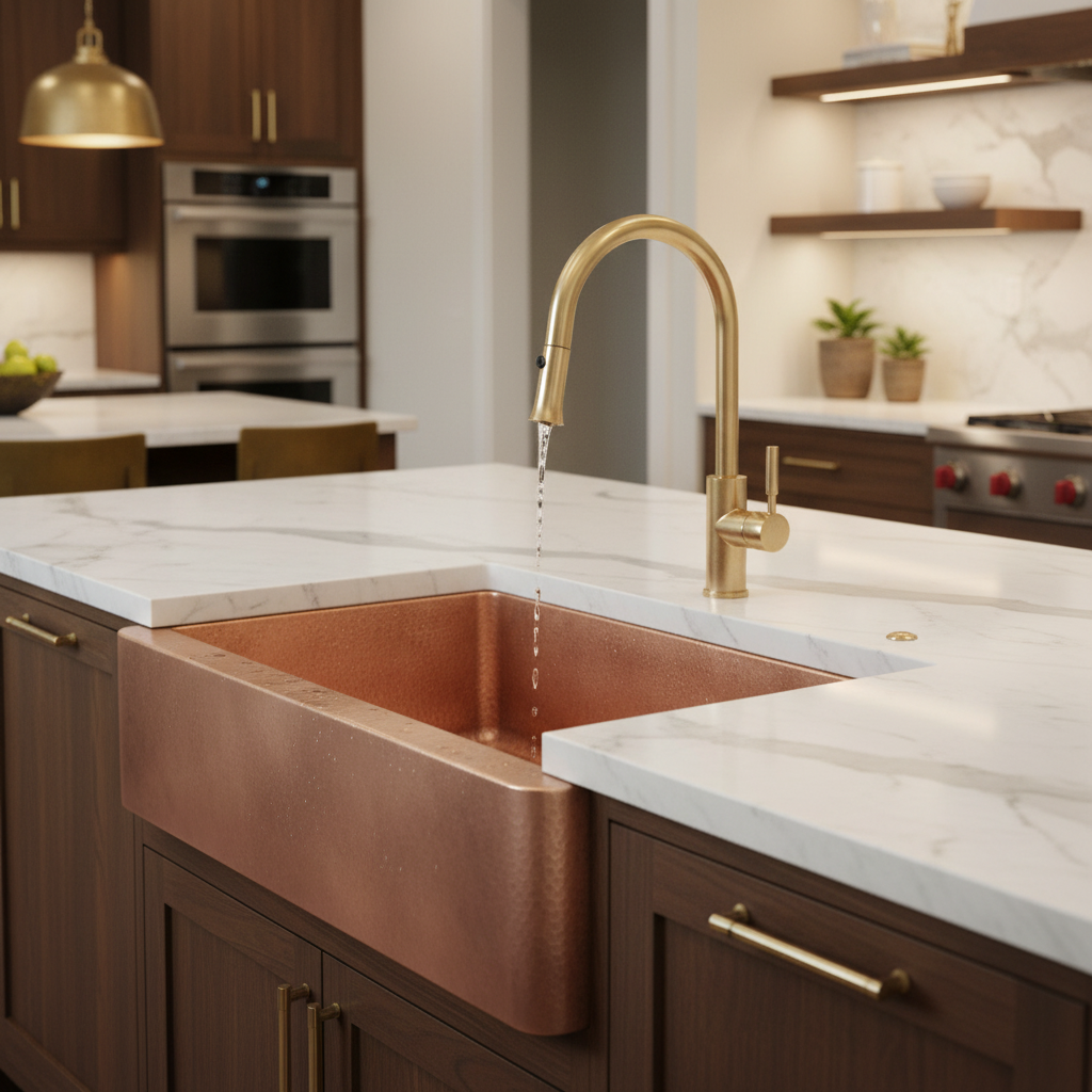 33 Inch Copper Kitchen Farmhouse Sink 16 Gauge Pure Copper