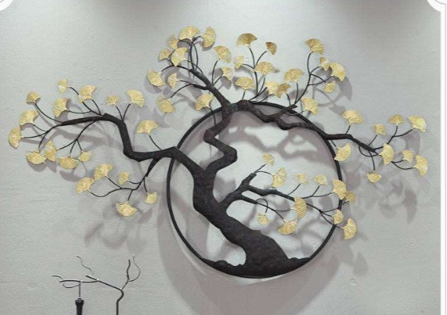 Golden Tree Metal Wall Art for Living Room and Hotel Decor - Brass Decors