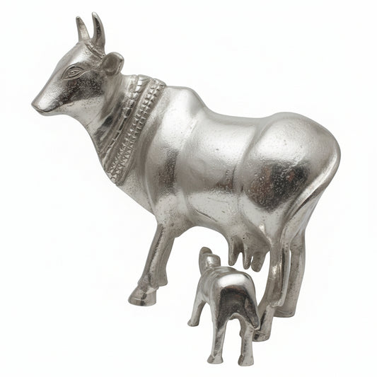Silver cow-shaped decorative