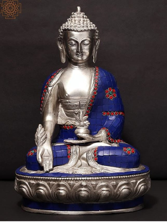 Brass Buddha Statue With Stonework