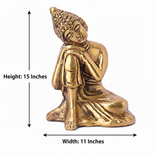 Brass Resting Buddha Meditation Statue for Peaceful Home Decor