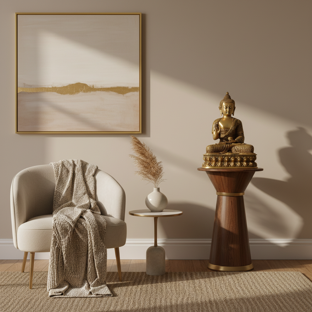 Brass Buddha Blessing Statue Protection & Positive Energy