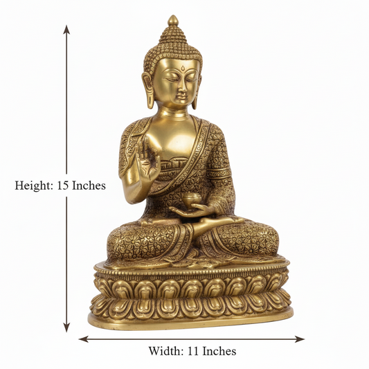 Brass Buddha Blessing Statue Protection & Positive Energy