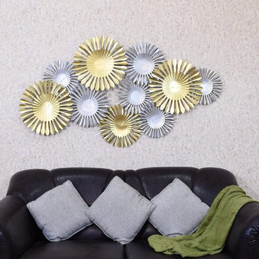 Giant Circular Floral Metal Wall Art for Elegant Bedroom Decor