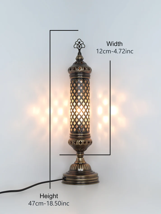 Elegant Cylinder Glass Turkish Bedside Lamp