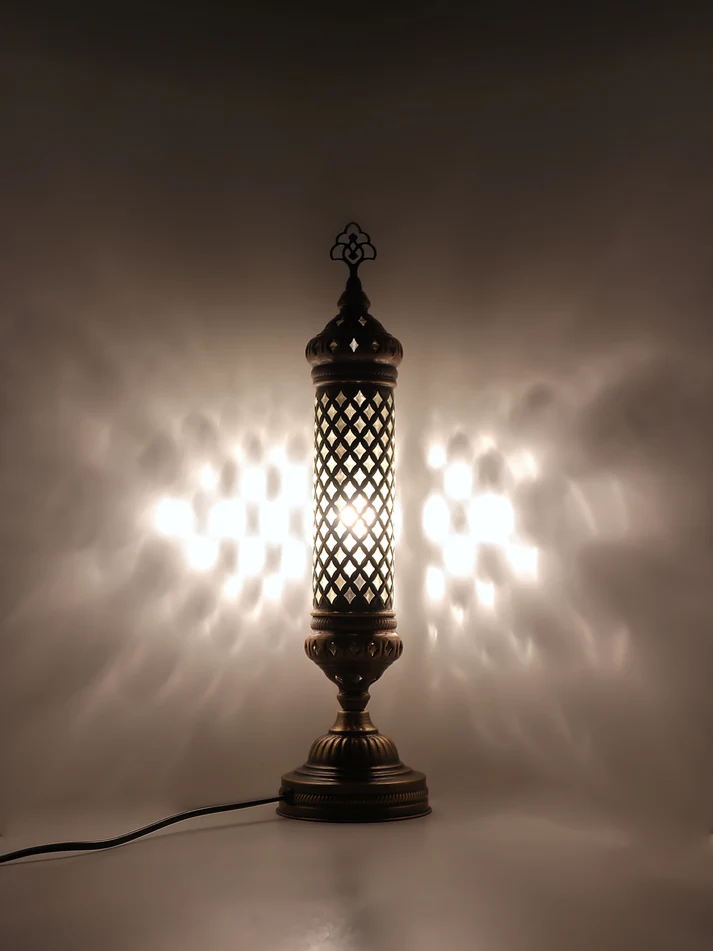 Elegant Cylinder Glass Turkish Bedside Lamp