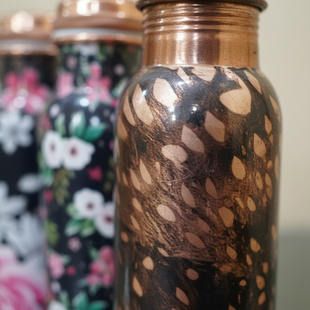 Printed Copper Water Bottle Combo Pack of 8