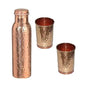 Hammered Copper Water Bottle With 2 Glass Set – 900 ml