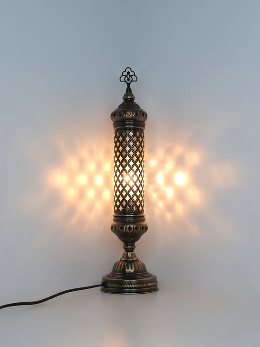 Elegant Cylinder Glass Turkish Bedside Lamp