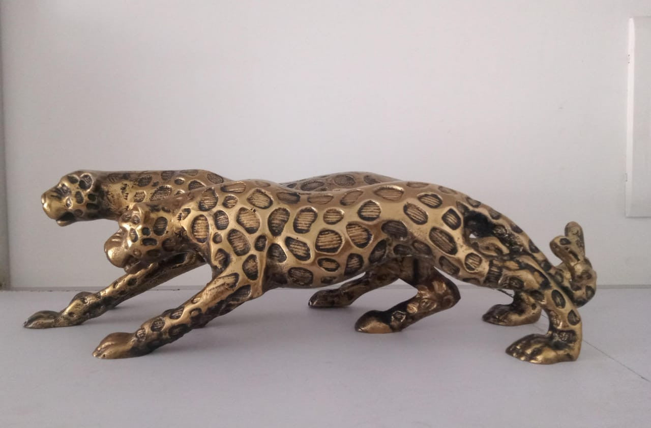 Huntingpanther Pair Silver/ Antic/ Golden Coloured