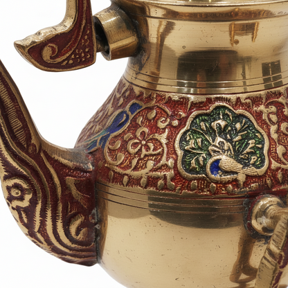 Antique Multicolour Brass Kettle with Stand