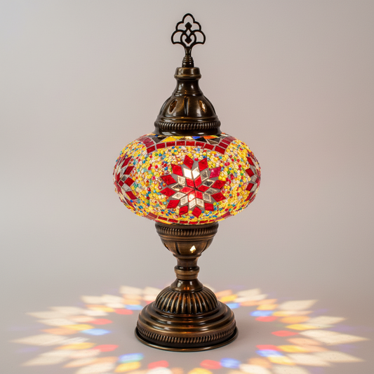Designer Moroccan Metal Table Lamp with Multicolour Artisan Finish