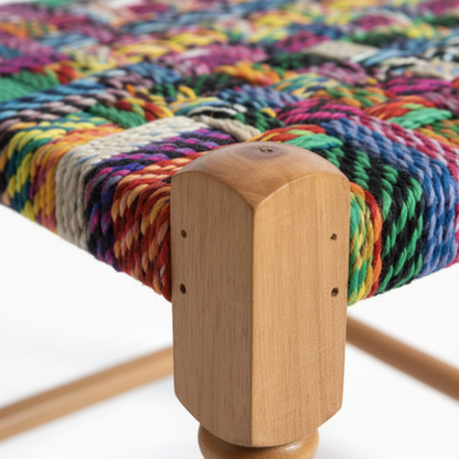 Rustic Wooden Rectangle Stool Multicolor