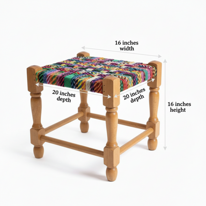 Rustic Wooden Rectangle Stool Multicolor