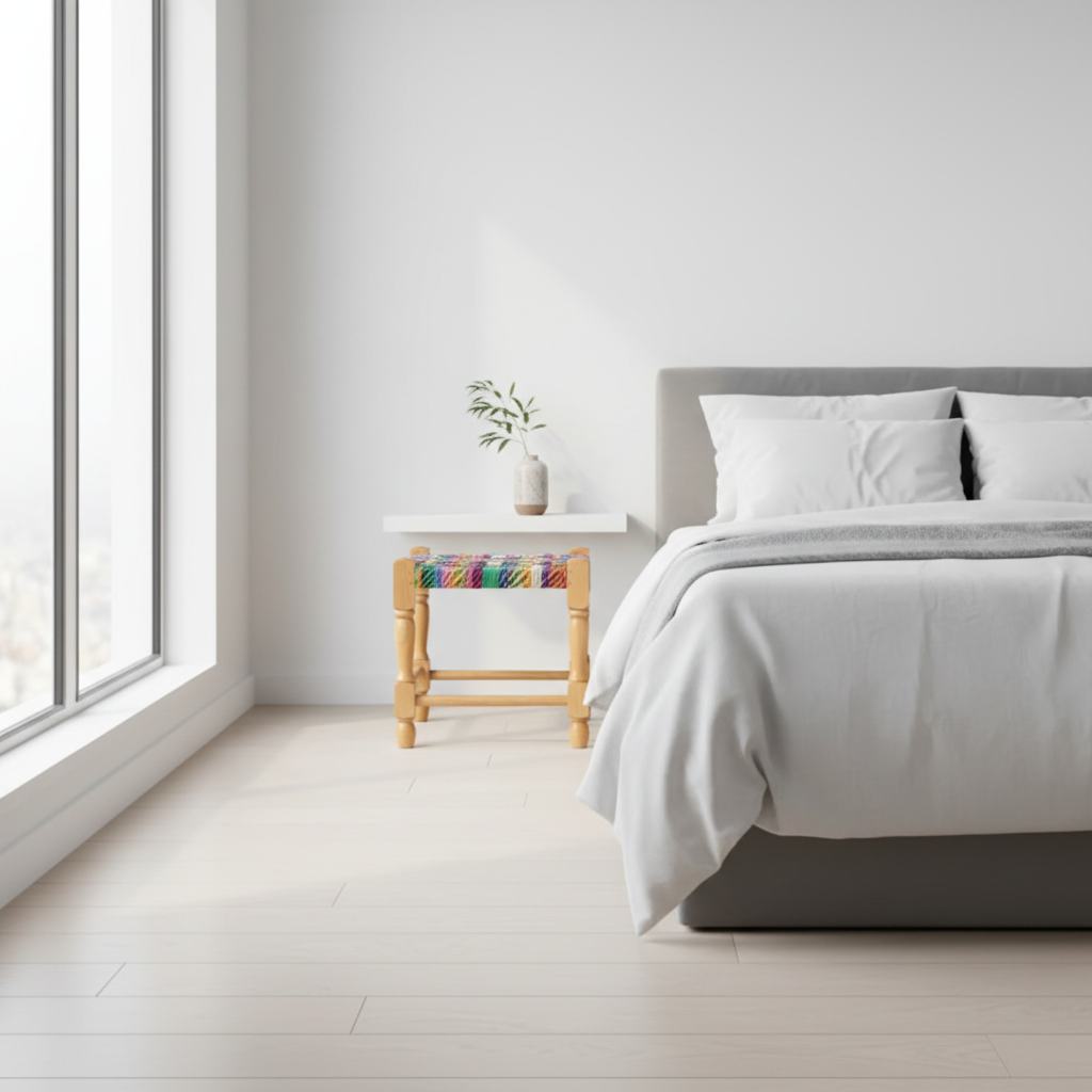 Rustic Wooden Rectangle Stool Multicolor