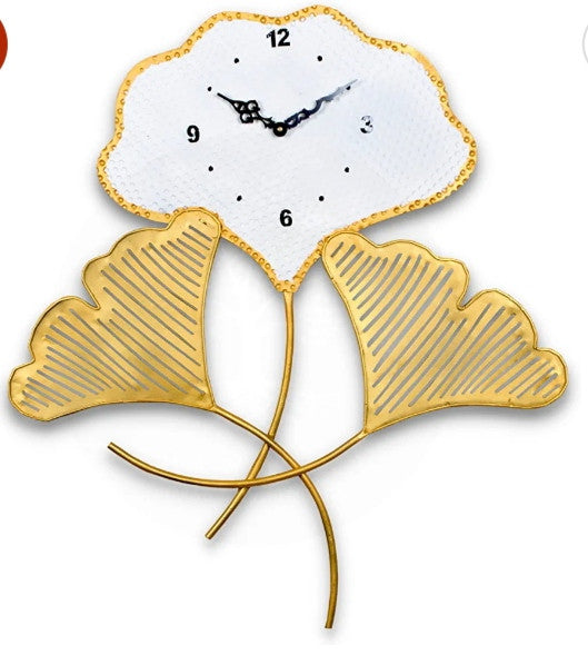 Designer Metal Leaves Shape Wall Clock