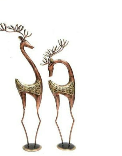 Antique Brass Pair of Deer – Elegant Home Decor Showpiece
