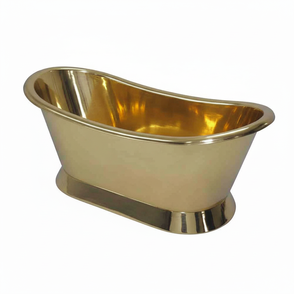Gold bathtub on a white background