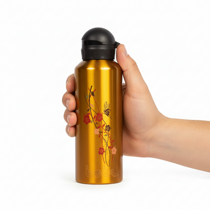 Gold Coloured Printed Copper Water Bottle