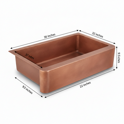 36 Inch Copper Kitchen Farmhouse Sink 16 Gauge Pure Copper