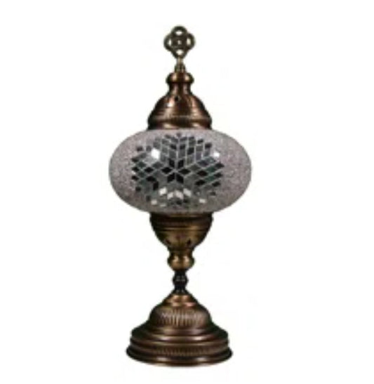 Designer Metal Moroccan Table Lamp – Artisan-Crafted with Mirror Stone Accents