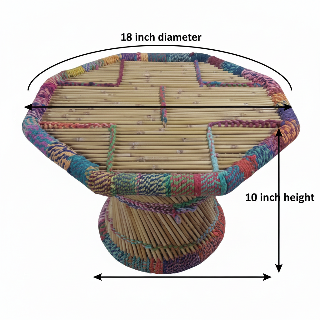 Round Bamboo Baby Mudda Table Multicolor