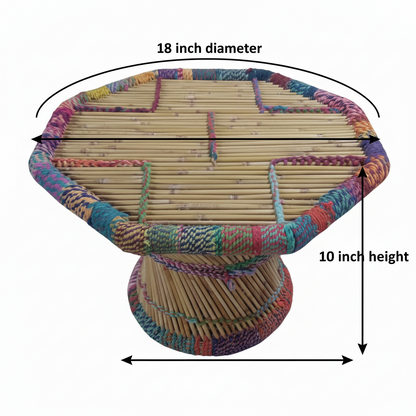 Round Bamboo Baby Mudda Table Multicolor