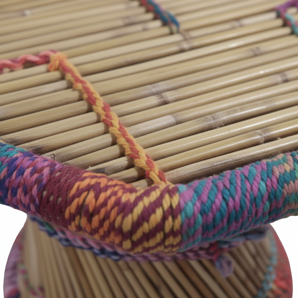 Round Bamboo Baby Mudda Table Multicolor