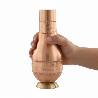 Long Neck Hammered Pure Copper Water Bottle 900ml