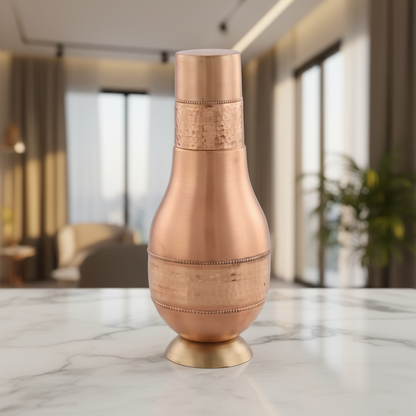 Long Neck Hammered Pure Copper Water Bottle 900ml