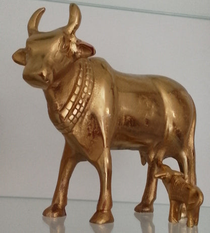 Elegant Kamdhenu & Calf Statue for Home Décor