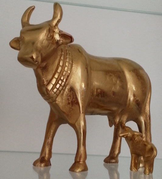 Elegant Kamdhenu & Calf Statue for Home Décor